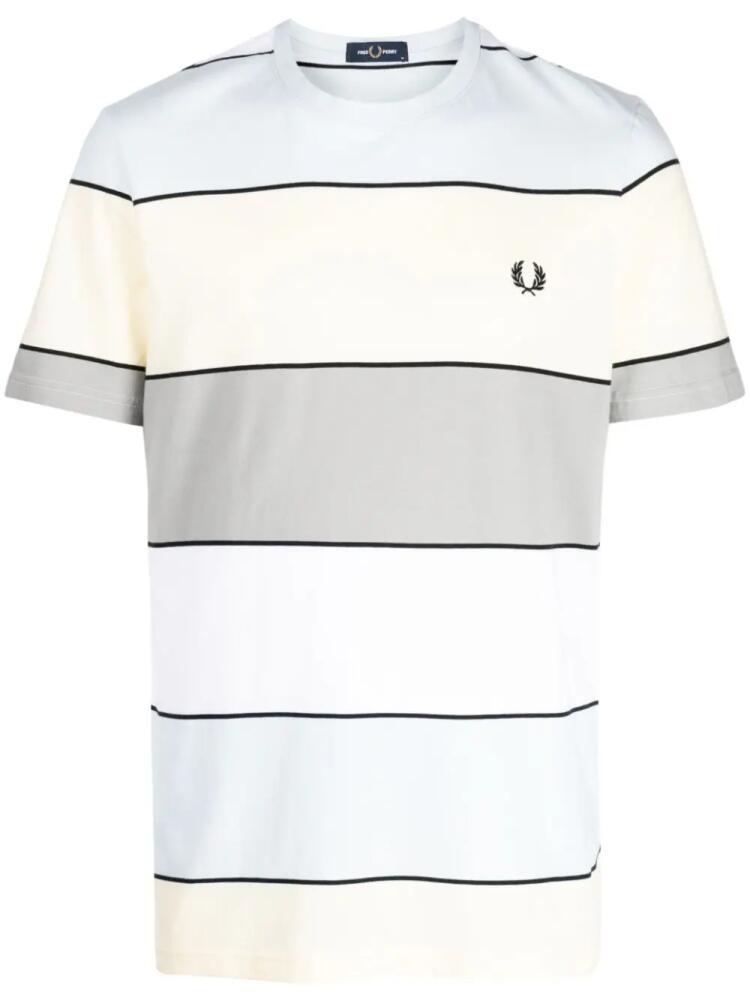 Fred Perry logo-embroidered striped T-shirt - Blue Cover