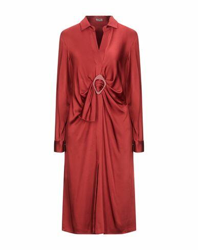 Malìparmi Woman Midi dress Brick red Acetate, Viscose Cover