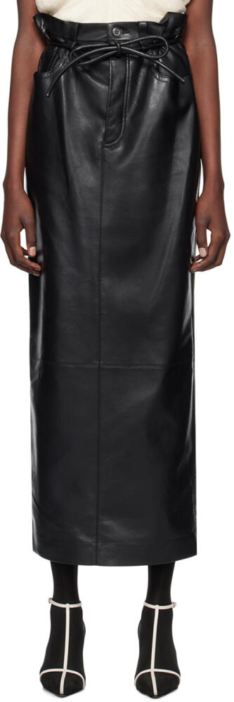 Nanushka Black Regenerated Leather Maxi Skirt Cover