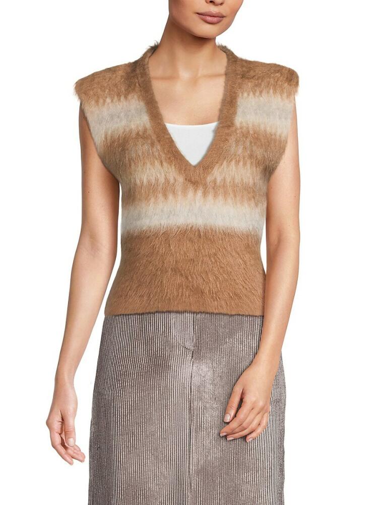 Brunello Cucinelli Women's Chevron Mohair Blend Sweater Vest - Camel Cover