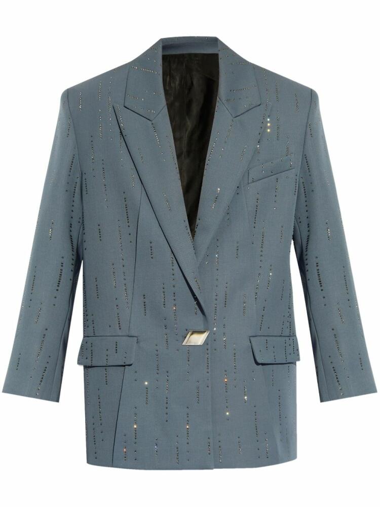 The Attico rhinestone-embellished wool blazer - Blue Cover