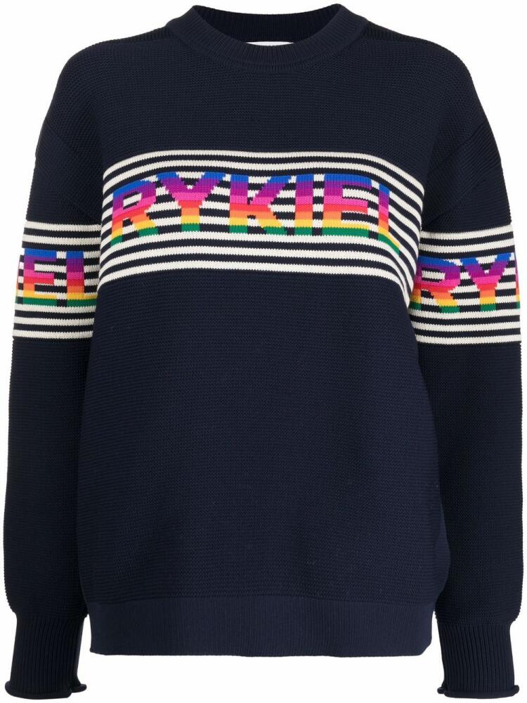 Sonia Rykiel striped logo-knit jumper - Blue Cover