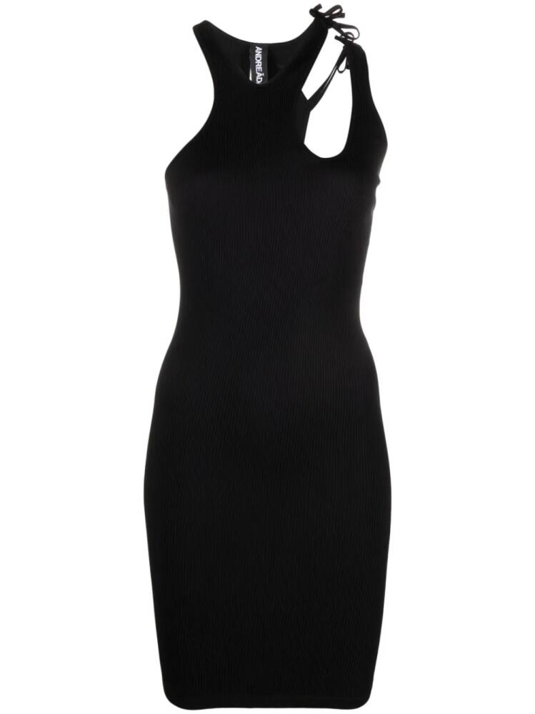 ANDREĀDAMO ribbed asymmetric sleeveless dress - Black Cover