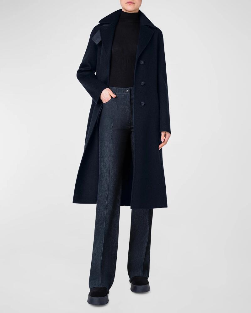 Akris Leather Collar Cashmere Coat Cover