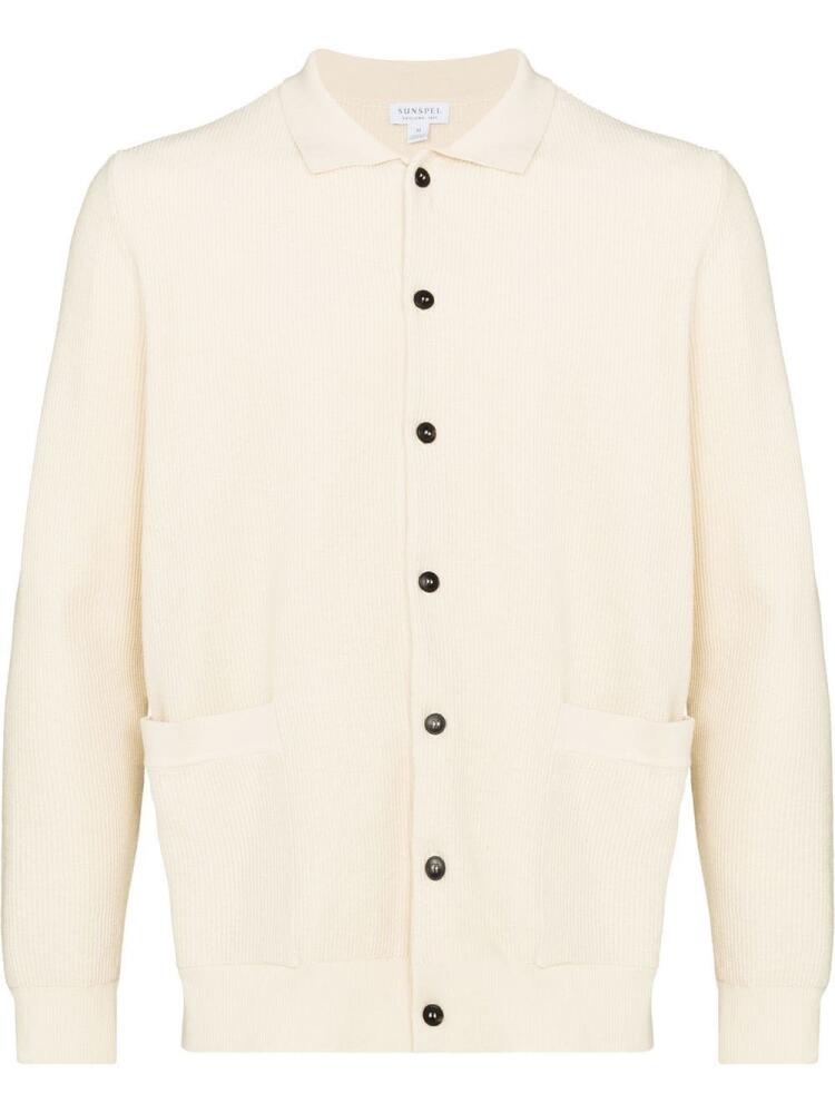 Sunspel buttoned-up knitted cardigan - Neutrals Cover