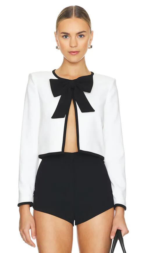 Alice + Olivia Kidman Cropped Jacket in White Cover