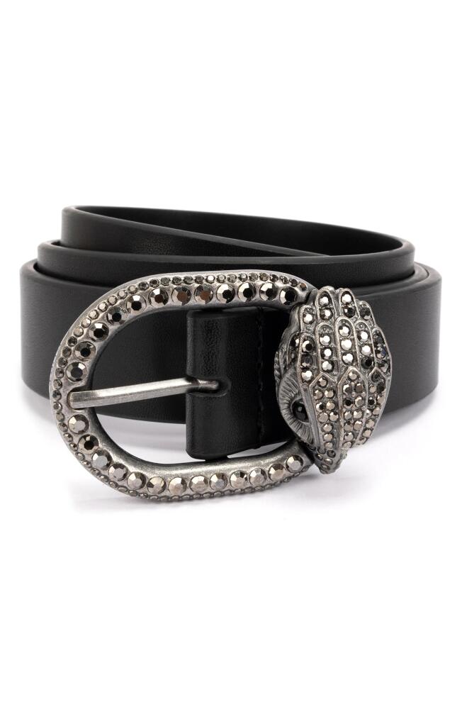 Kurt Geiger London Jewel Buckle Leather Belt in Black/Ant. Silver Cover