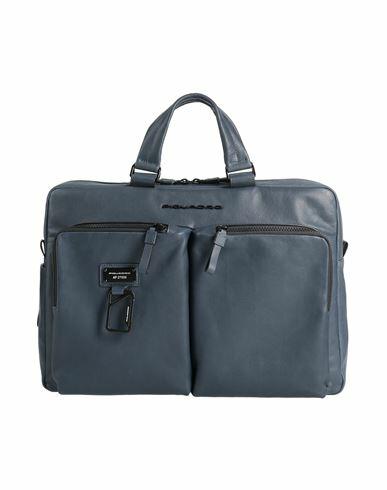 Piquadro Man Handbag Slate blue Leather Cover