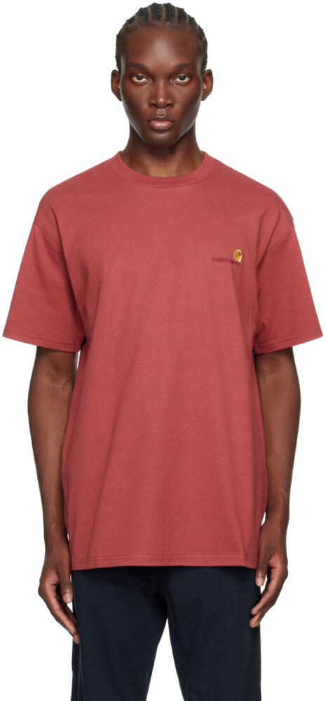 Carhartt Work In Progress Red American Script T-Shirt Cover