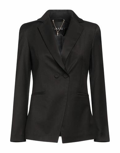 Mdm Mademoiselle Du Monde Woman Blazer Black Polyester, Viscose, Elastane Cover