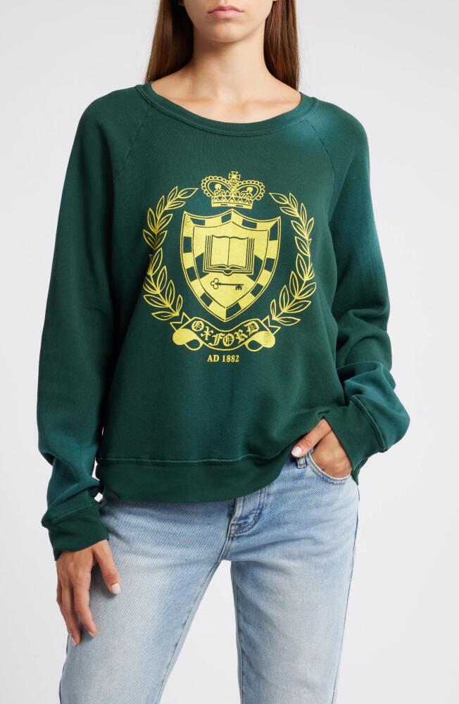 Daydreamer Oxford Crest Cotton Blend Sweatshirt in Sun Faded Green Cover