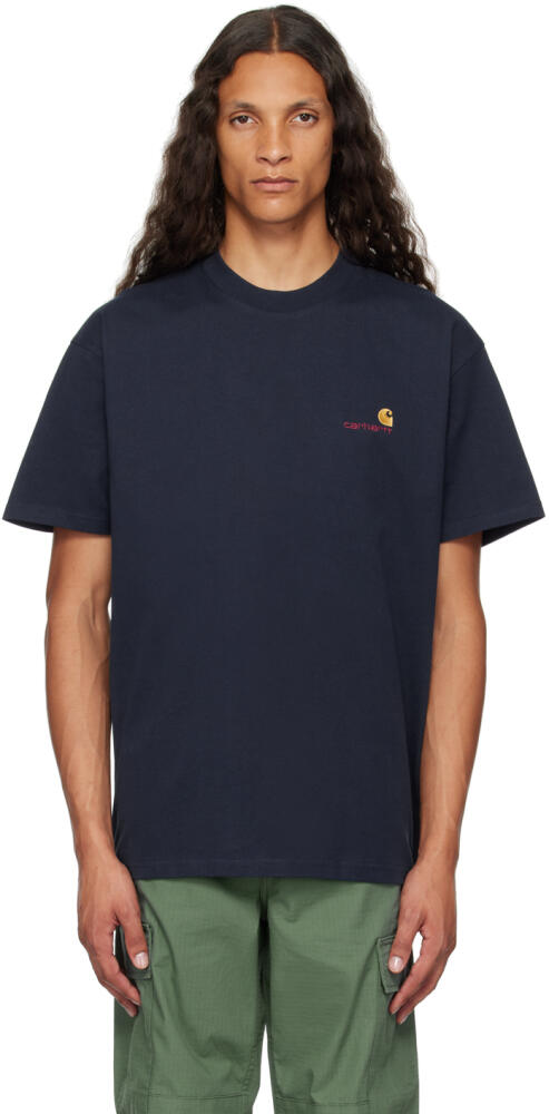 Carhartt Work In Progress Navy American Script T-Shirt Cover