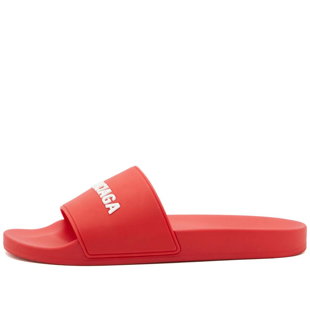 Balenciaga Men's Logo Pool Slide in Red/White Cover