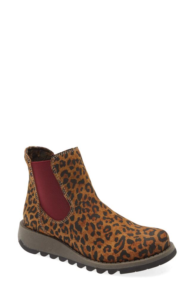 Fly London Salv Chelsea Boot in Tan Cheetah Print Leather Cover