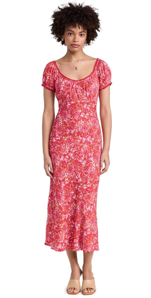 Lost + Wander Petal Patch Midi Dress Pink Floral Cover