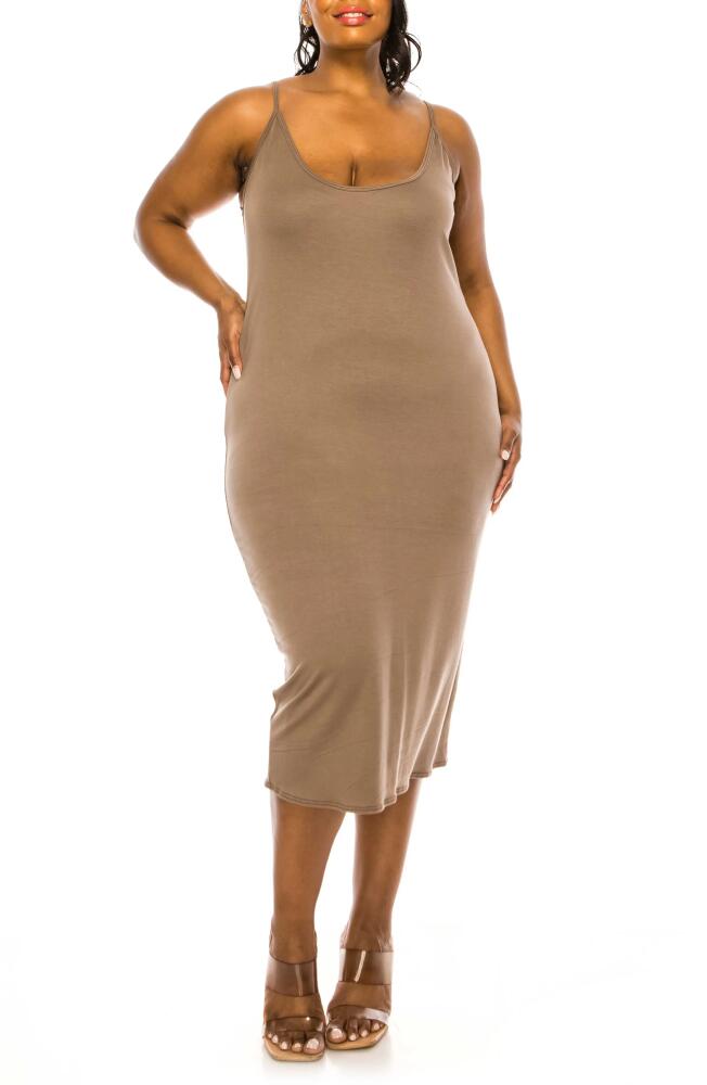 L I V D Jennie Stretch Midi Body-Con Dress in Mocha Cover