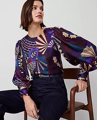 Ann Taylor Petite Botanicals Puff Sleeve Blouse Cover