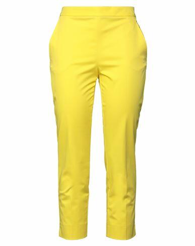 Max & co. Woman Pants Yellow Cotton, Elastane Cover