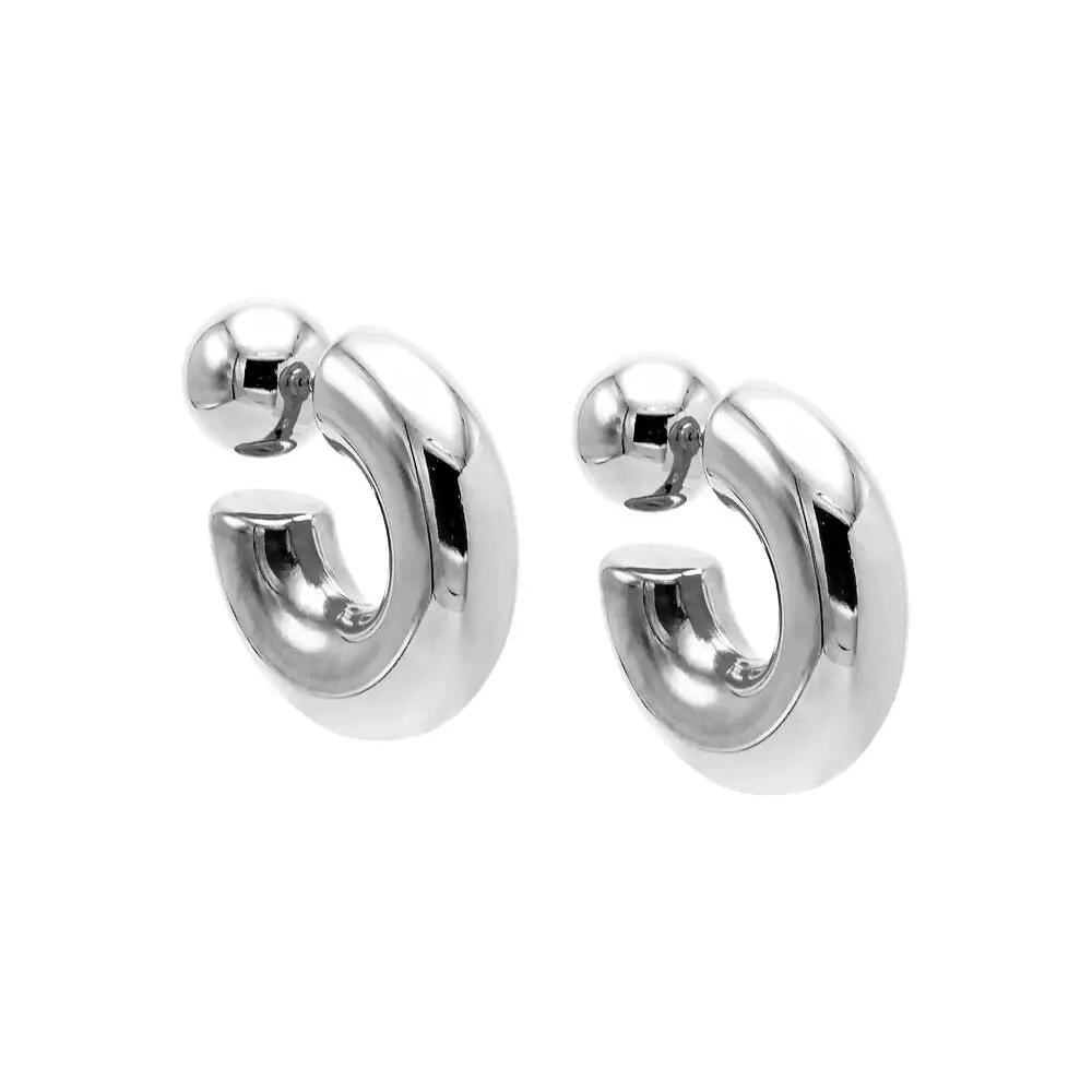 BY ADINA EDEN Two Way Ball X Hoop Stud Earring in Silver Cover