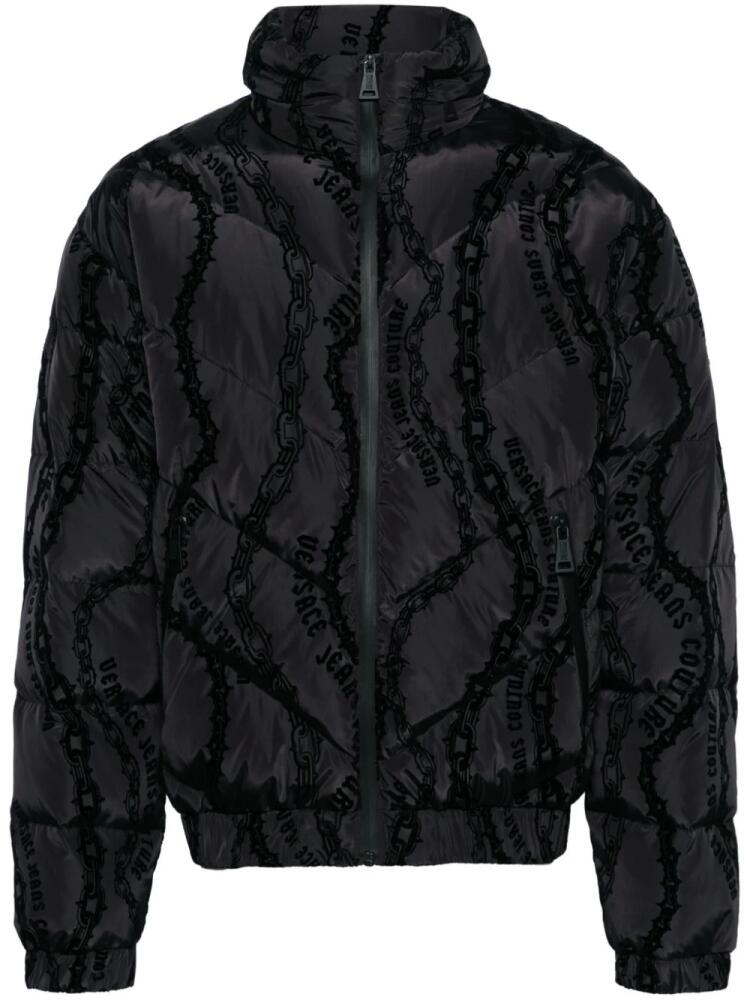 Versace Jeans Couture flocked-print quilted puffer jacket - Black Cover