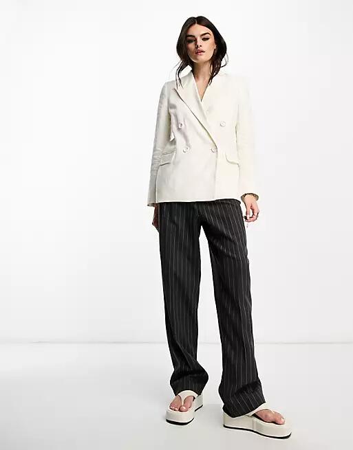 & Other Stories linen double breasted blazer in white Cover