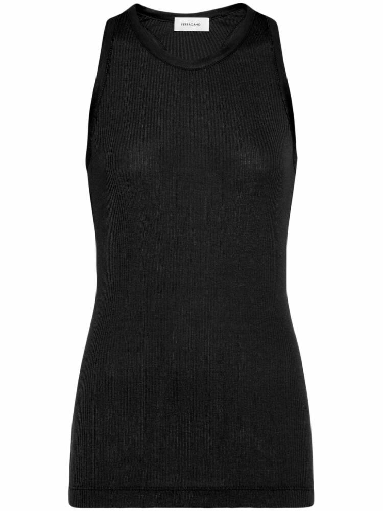 Ferragamo round-neck fine-ribbed tank top - Black Cover