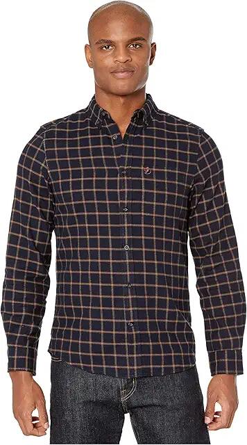 Fjallraven Ovik Flannel Shirt (Dark Navy) Men's Long Sleeve Button Up Cover