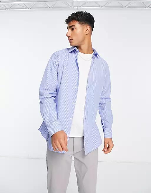 French Connection stripe shirt in mid blue Cover