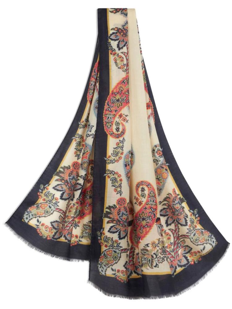 ETRO paisley-print fringed scarf - Neutrals Cover