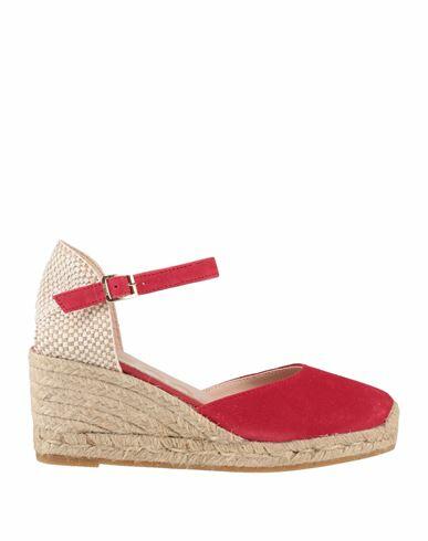 Kanna Woman Espadrilles Red Soft Leather, Textile fibers Cover