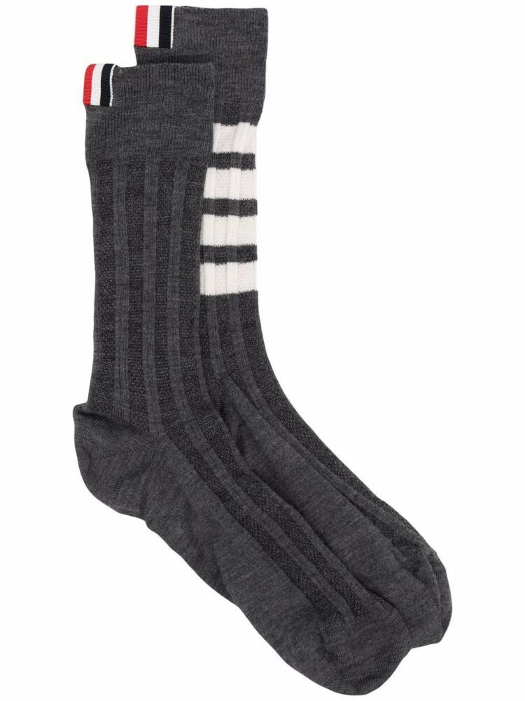 Thom Browne 4-Bar striped socks - Grey Cover