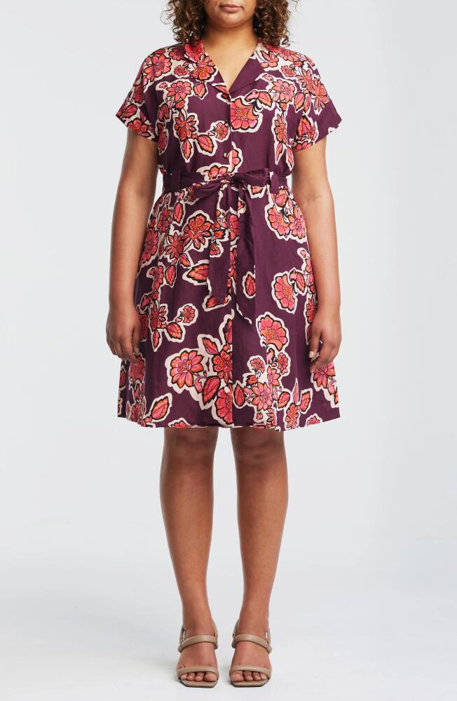 Estelle Jasmin Floral Linen Blend Shirtdress in Rose/Plum Cover