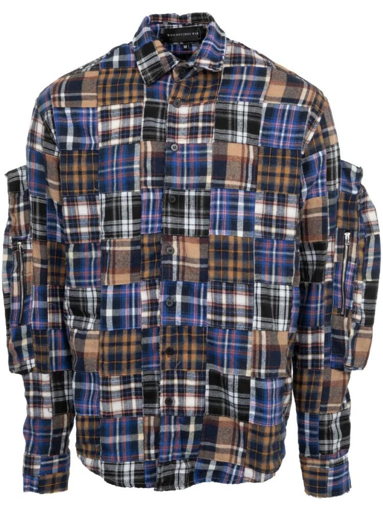 Who Decides War wove-design plaid flannel shirt - Blue Cover