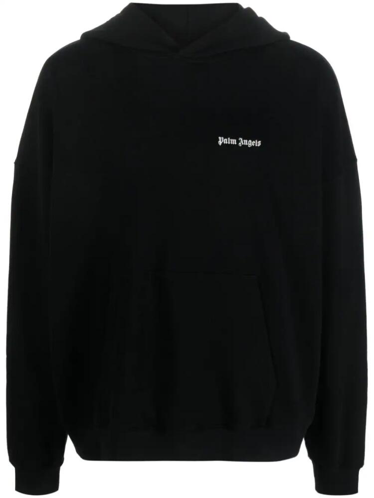 Palm Angels logo-embroidered cotton hoodie - Black Cover