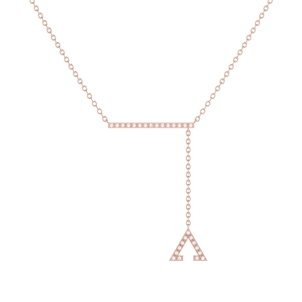 LuvMyJewelry Crane Lariat Triangle Silver Diamond Necklace in 14Kt Rose Gold Vermeil Cover