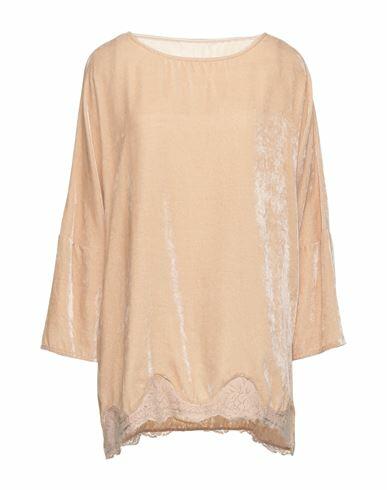 Pink Memories Woman Top Beige Viscose, Nylon Cover