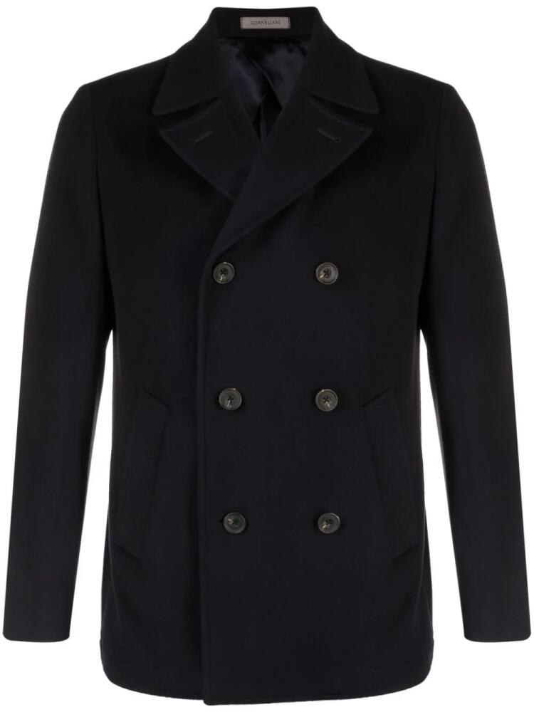 Corneliani double-breasted virgin wool coat - Blue Cover