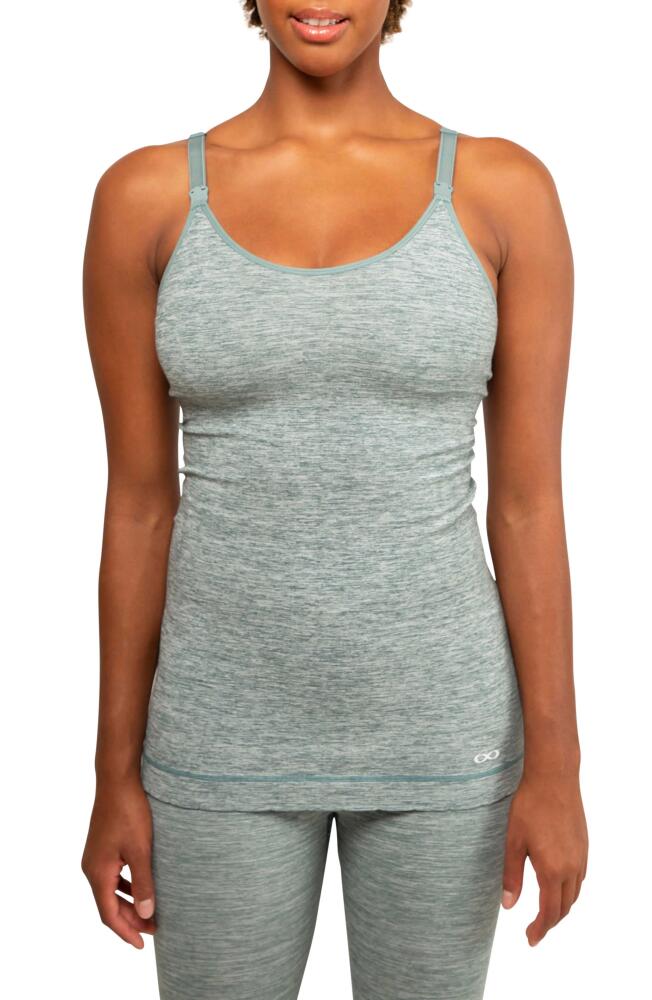 Modern Eternity Seamless Maternity/Nursing Yoga Tank in Teal Melange Cover