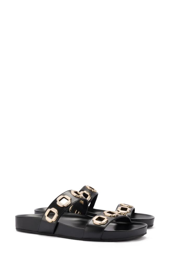 Larroudé Milan Slide Sandal in Black Cover