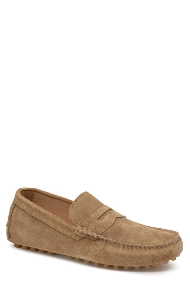 Johnston & Murphy Athens Penny Driving Loafer in Taupe Suede Cover