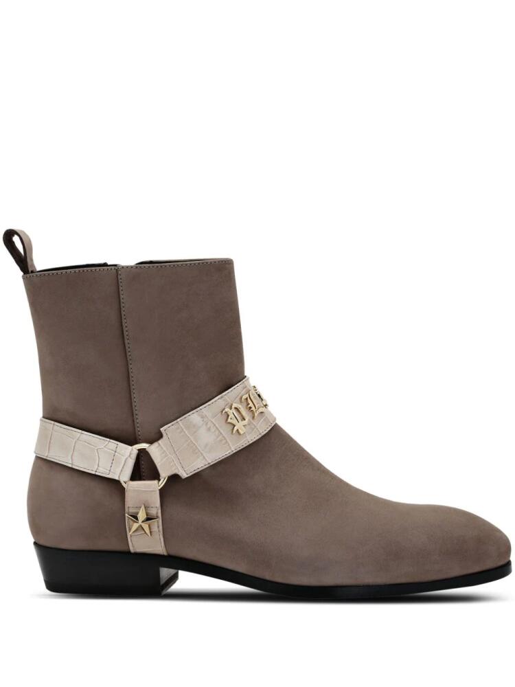 Philipp Plein Nubuck suede ankle boots - Neutrals Cover