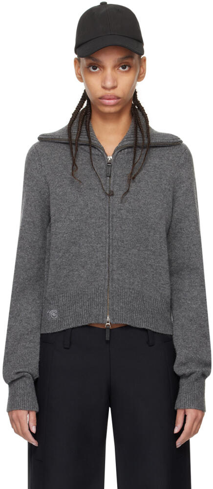 Fax Copy Express Gray Zip Sweater Cover