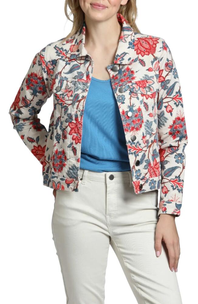 APNY Floral Print Denim Jacket in Natural Multi Cover