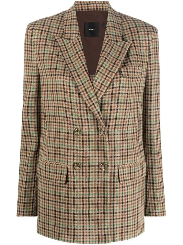 PINKO double-breasted checked blazer - Neutrals Cover