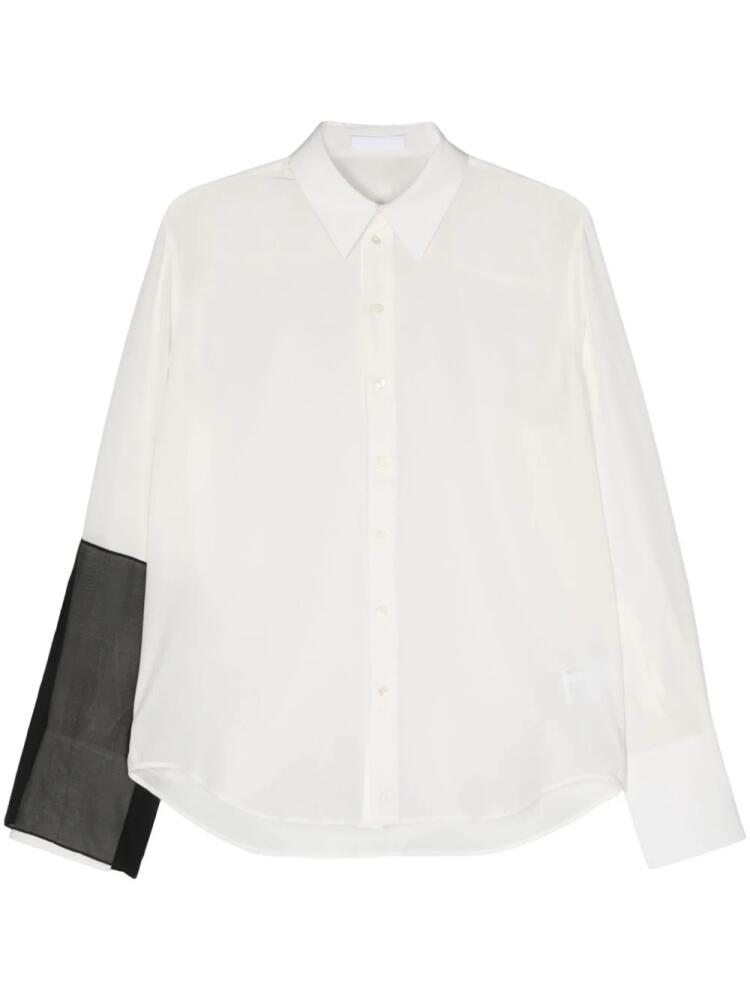 Helmut Lang logo-embroidered silk shirt - White Cover