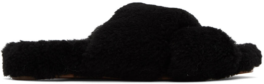 Yves Salomon Black Shearling Slippers Cover