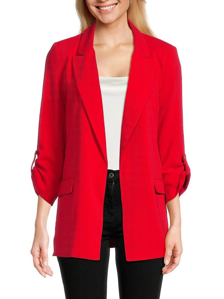 T Tahari Women's Solid Open Front Blazer - Red Cover