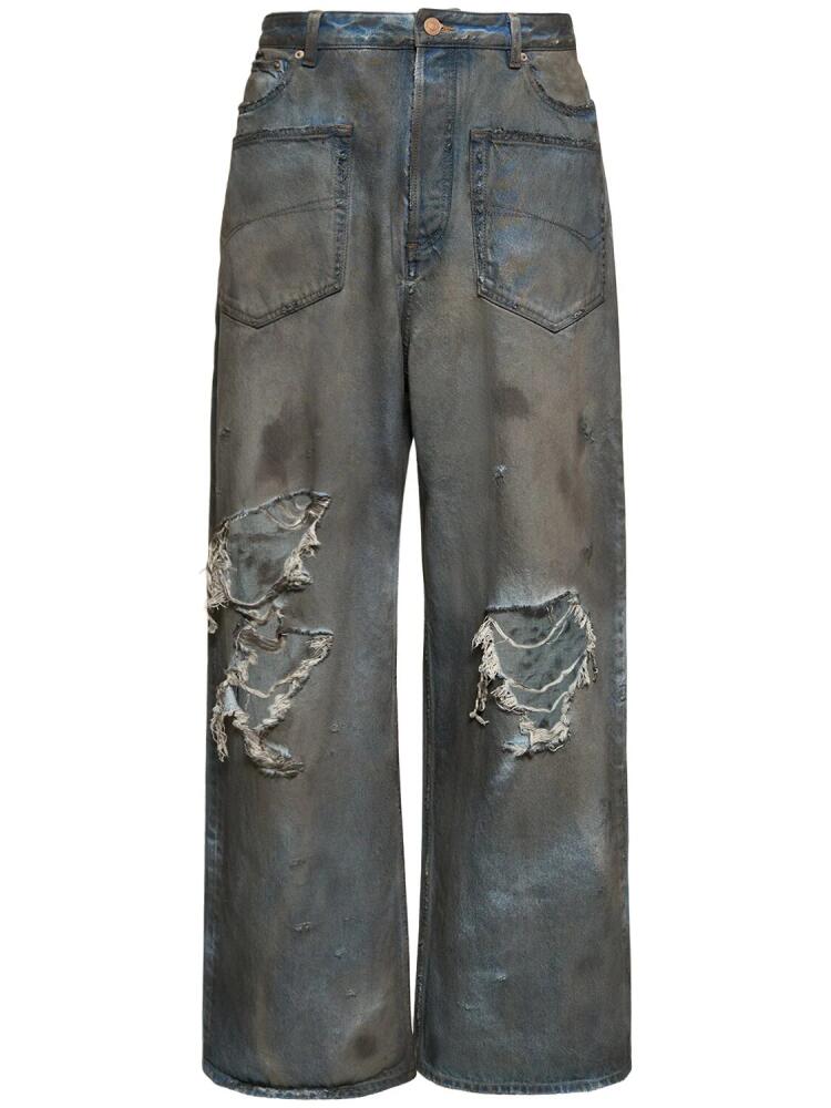 BALENCIAGA Distressed Baggy Cotton Jeans Cover