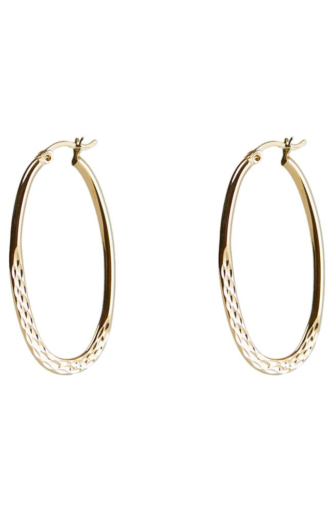 Argento Vivo Sterling Silver Diamond Cut Oval Hoop Earrings in Gold Cover