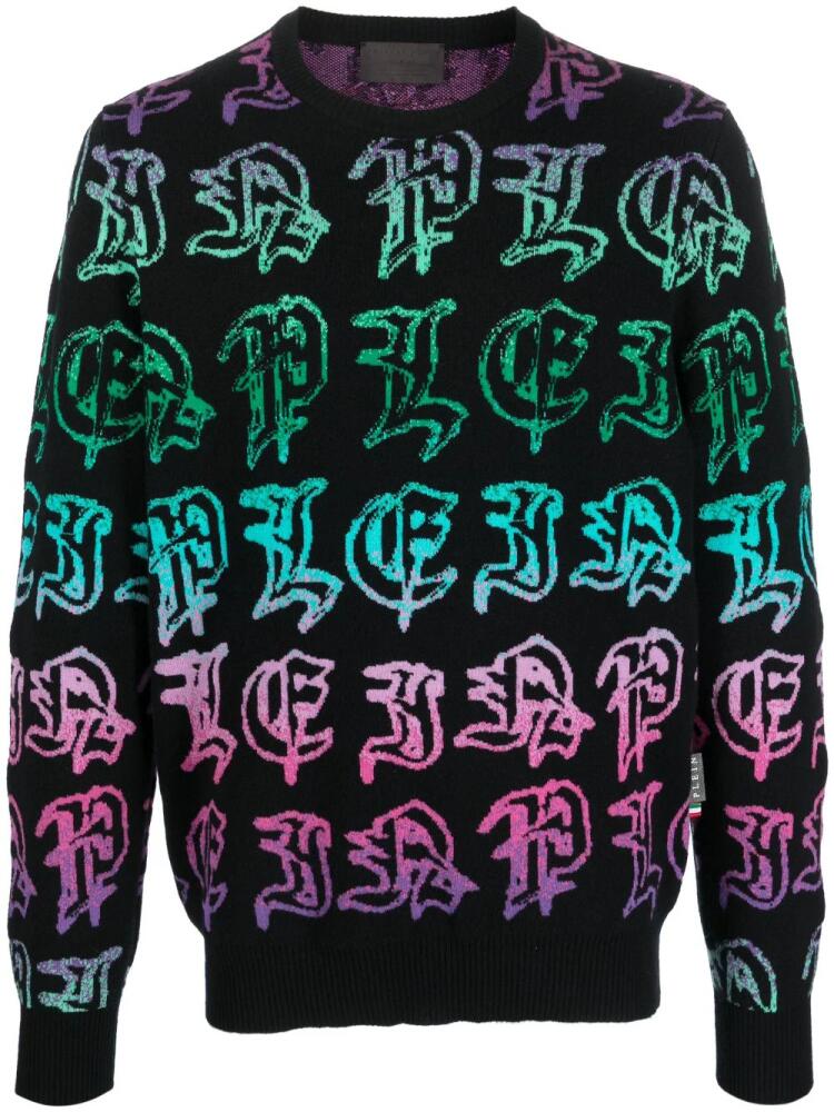 Philipp Plein intarsia-knit logo knitted jumper - Black Cover